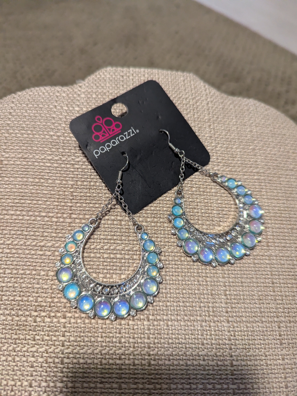 Paparazzi Iridescent Opal Halo Teardrop Earrings - Blue Purple Pink